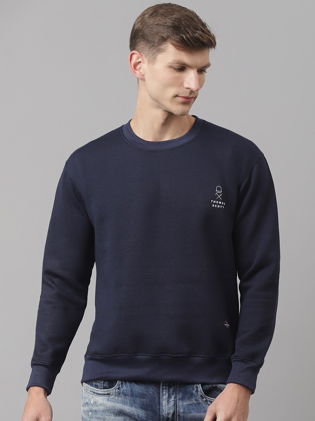 

Thomas Scott Men Navy Blue Sustainable Sweatshirt