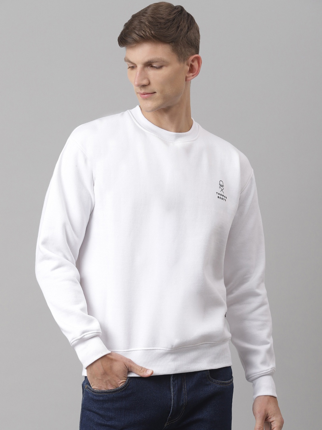 

Thomas Scott Men White Sustainable Sweatshirt
