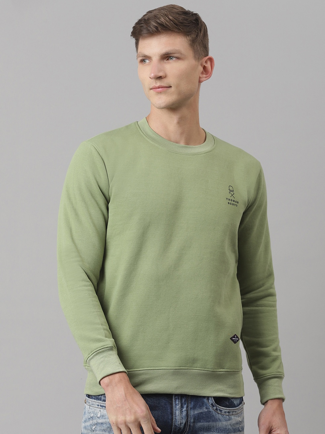 

Thomas Scott Men Olive Green Sustainable Sweatshirt