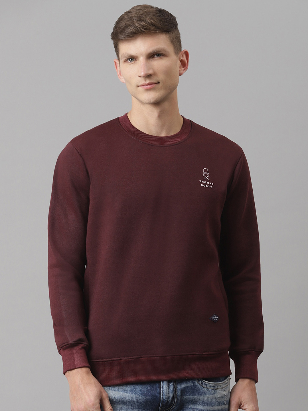 

Thomas Scott Men Maroon Sustainable Sweatshirt