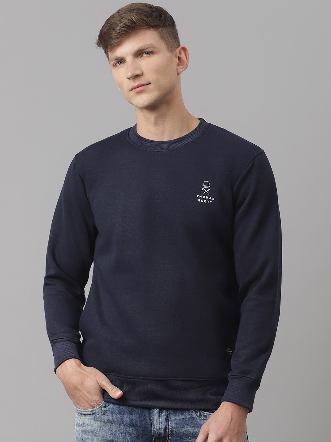 

Thomas Scott Men Navy Blue Sustainable Sustainable Sweatshirt