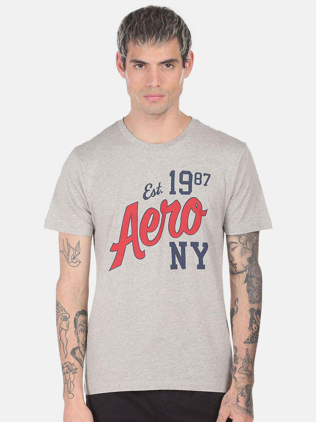 

Aeropostale Men Grey Typography Printed T-shirt