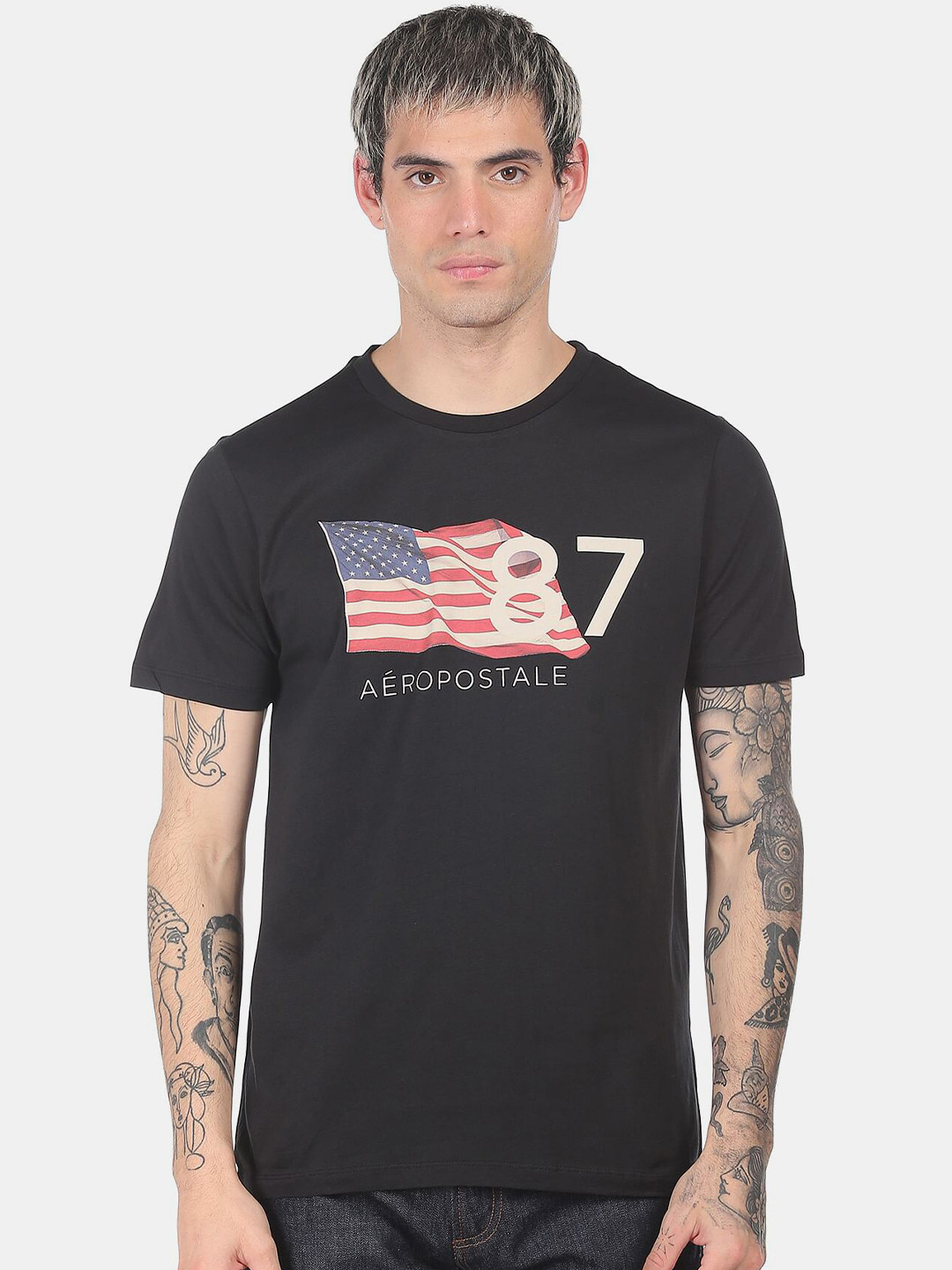 

Aeropostale Men Black Typography Printed T-shirt