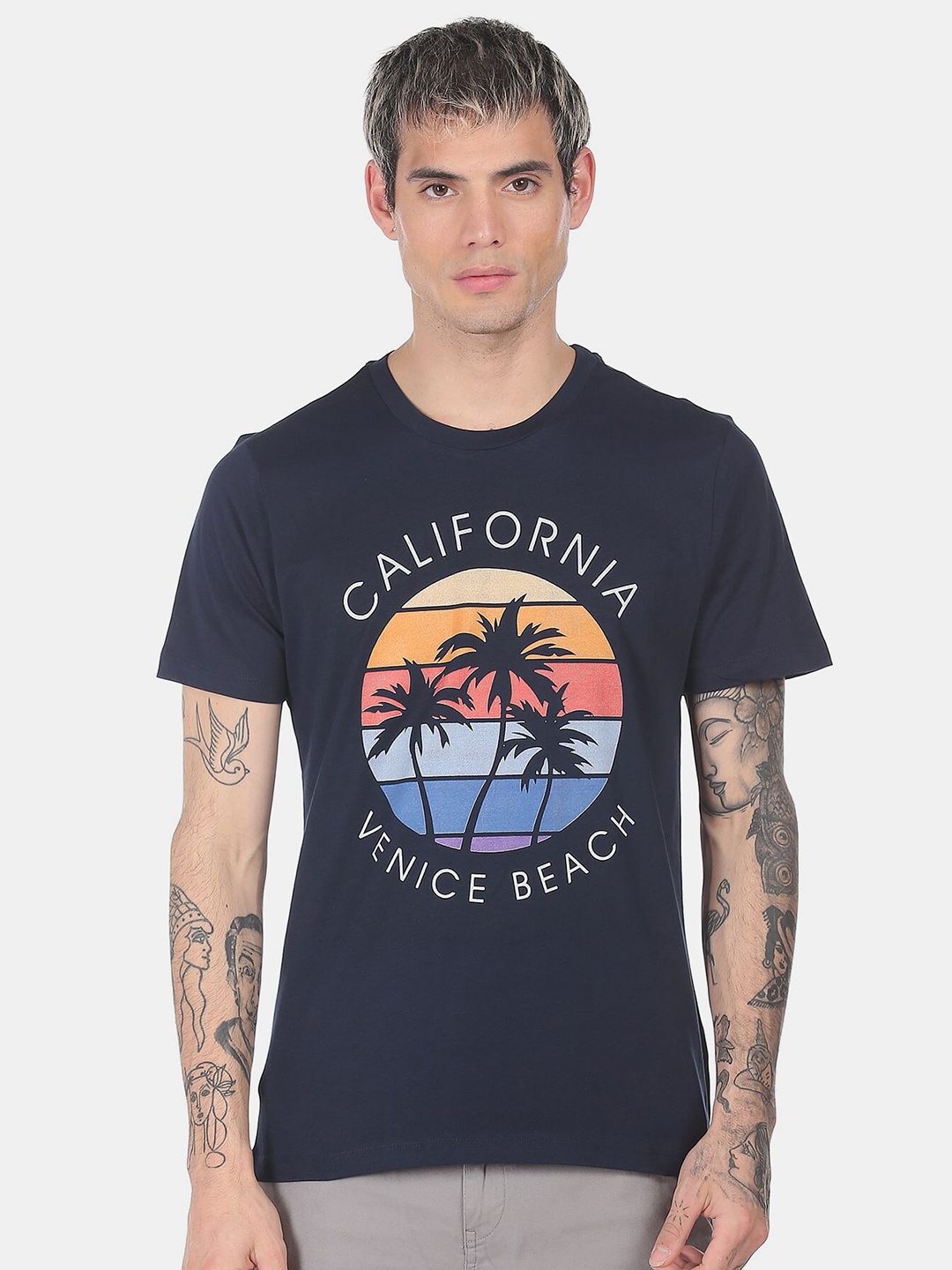 

Aeropostale Men Blue Printed Cotton T-shirt
