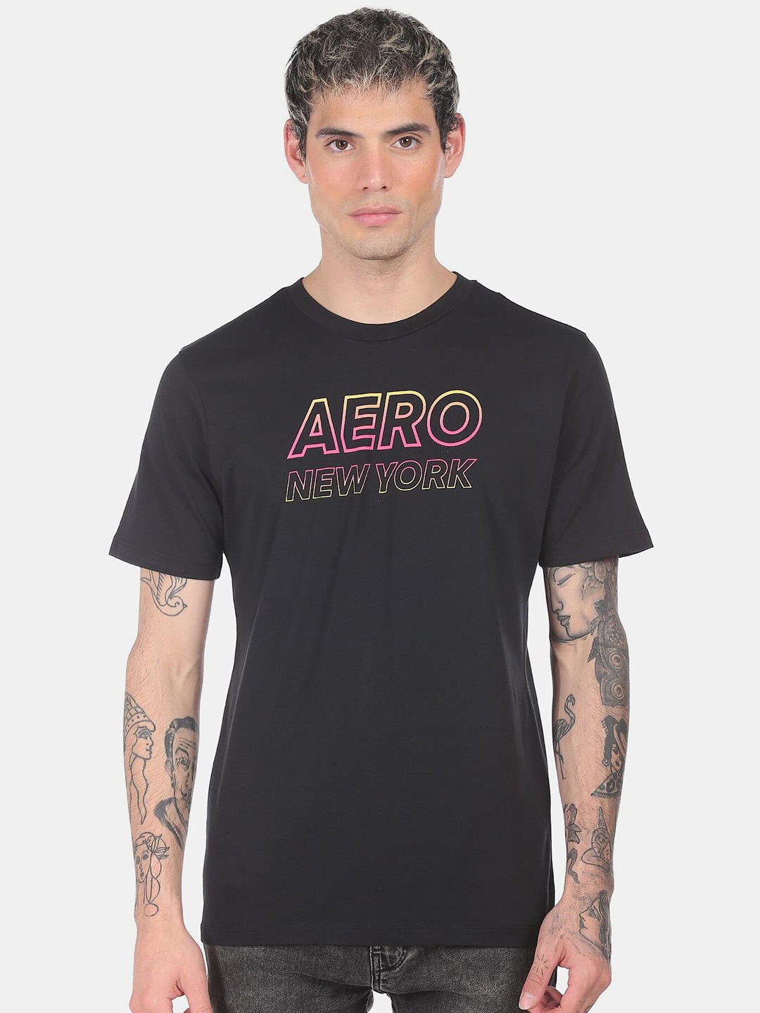 Aeropostale Men Black Typography Printed T-shirt