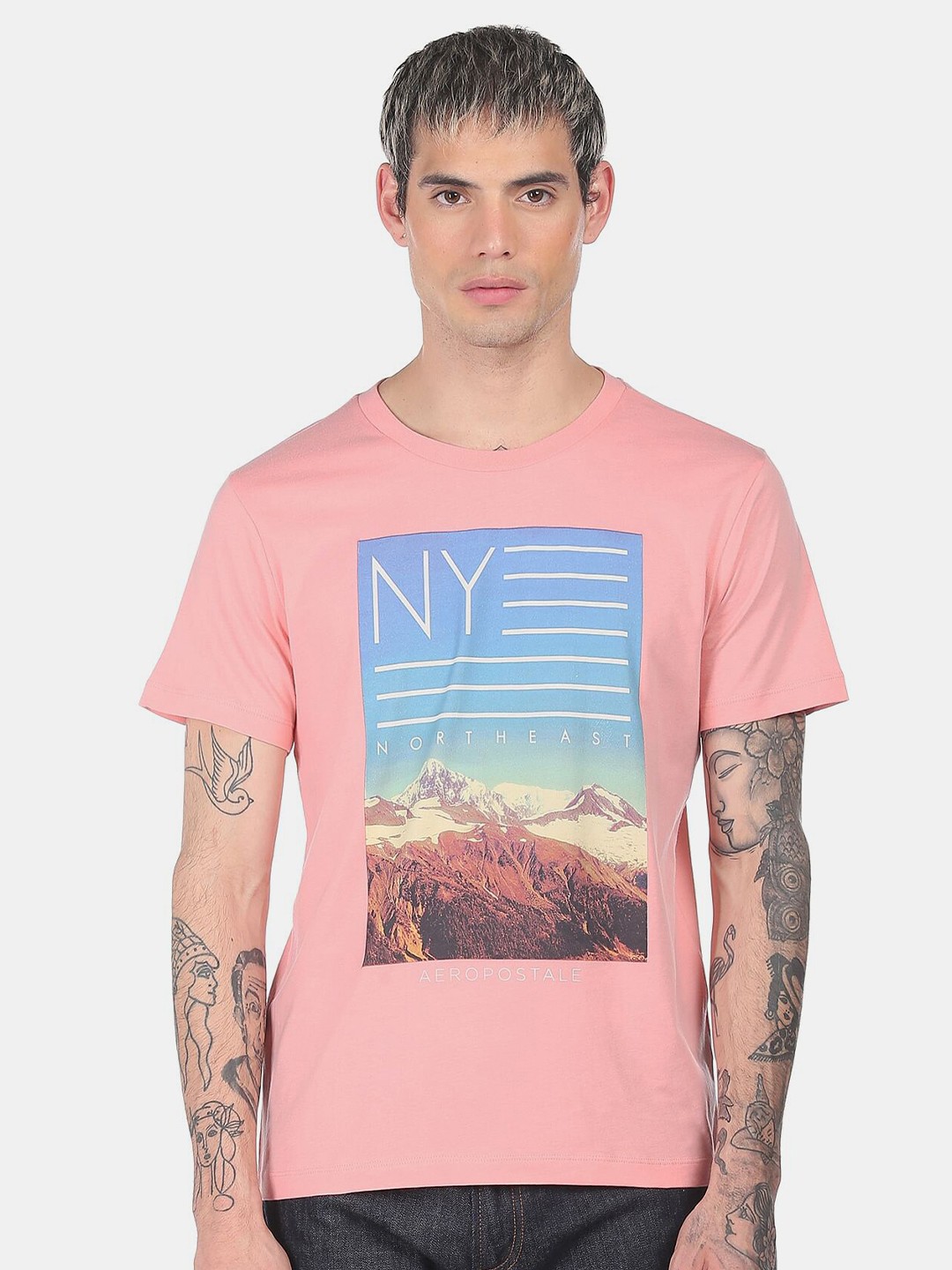 

Aeropostale Men Pink Graphic Printed T-shirt
