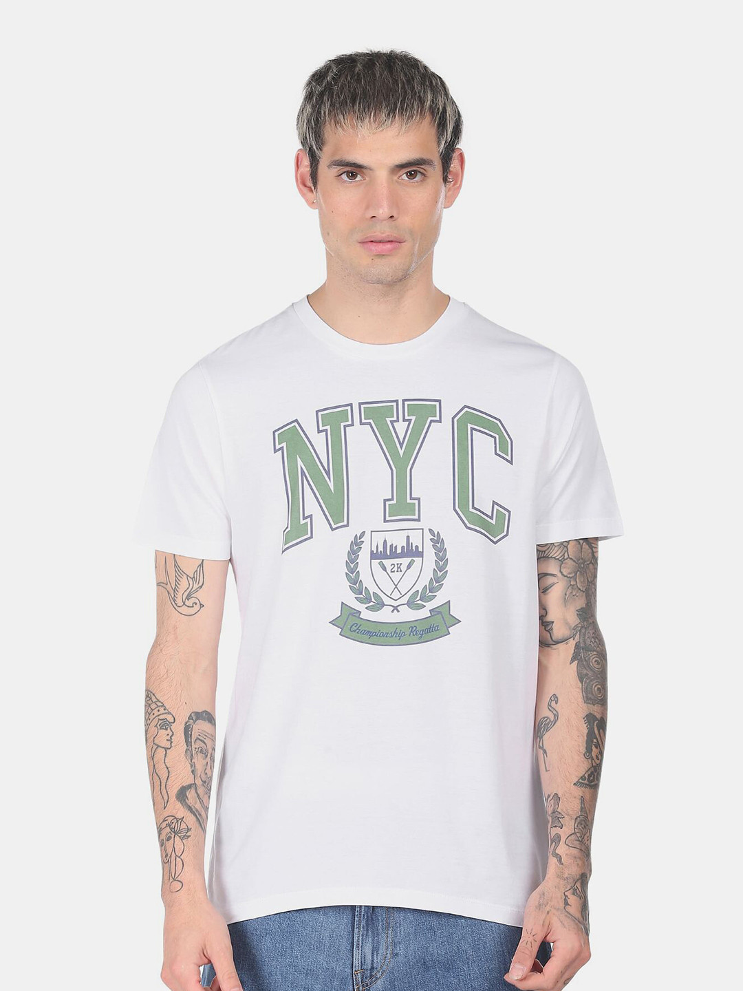

Aeropostale Men White Cotton Typography Printed T-shirt