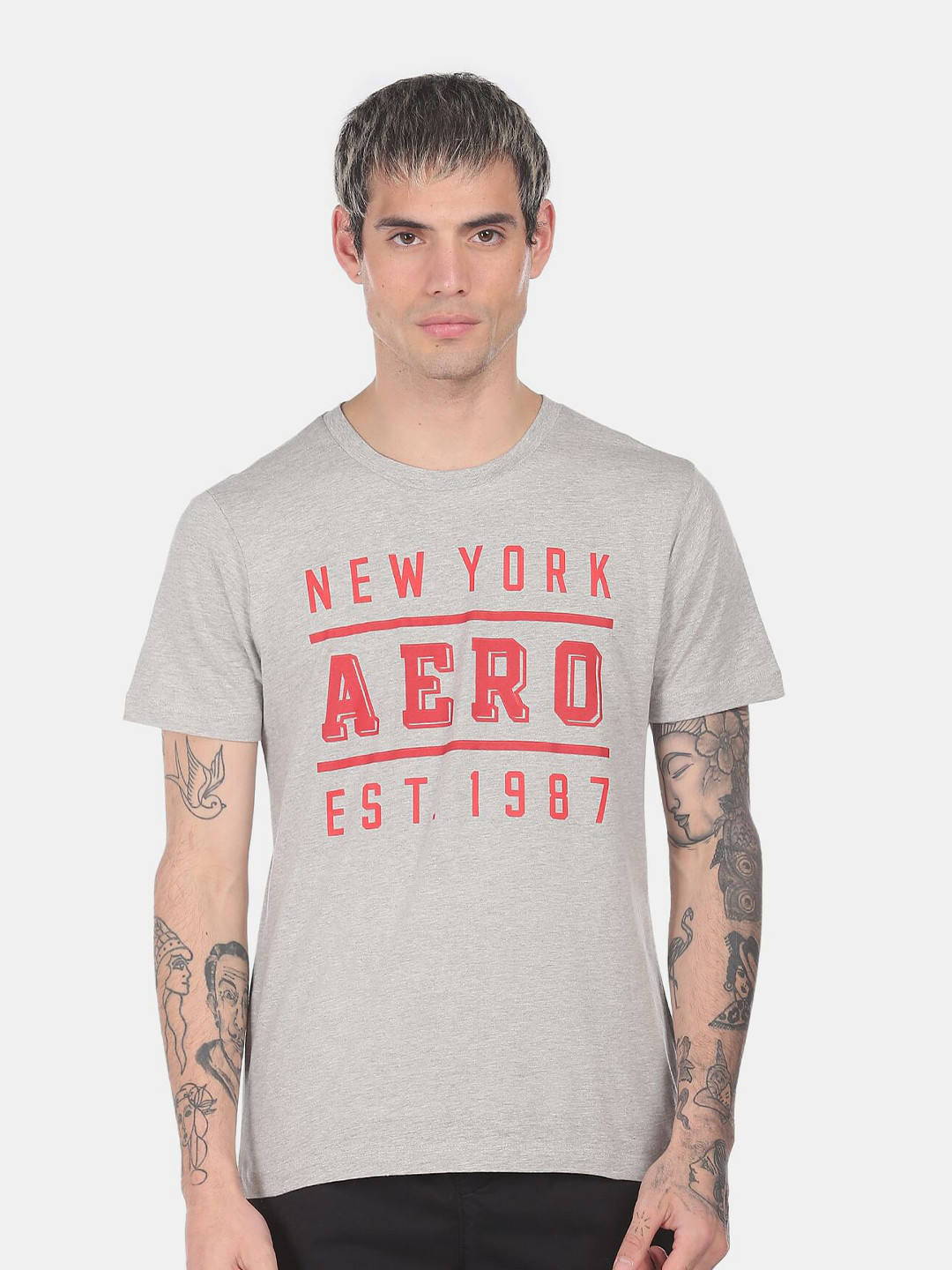 

Aeropostale Men Grey Typography Printed T-shirt