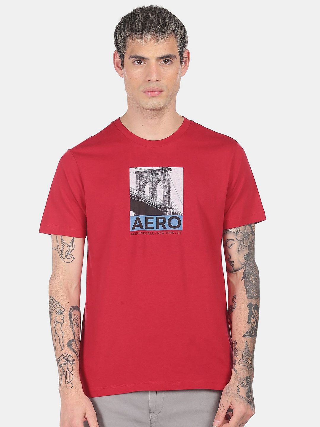 

Aeropostale Men Red Printed T-shirt