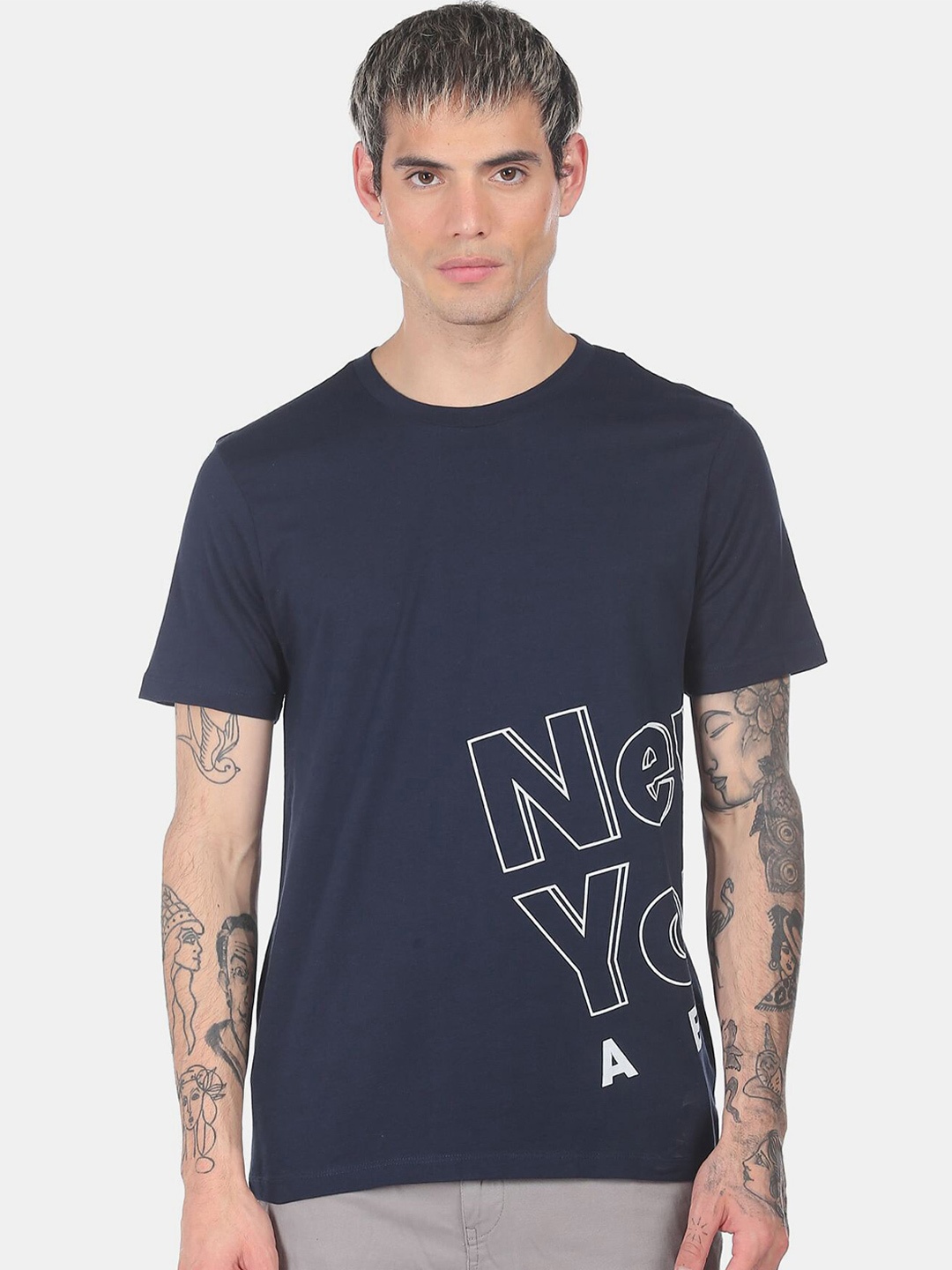 

Aeropostale Men Navy Blue Printed T-shirt