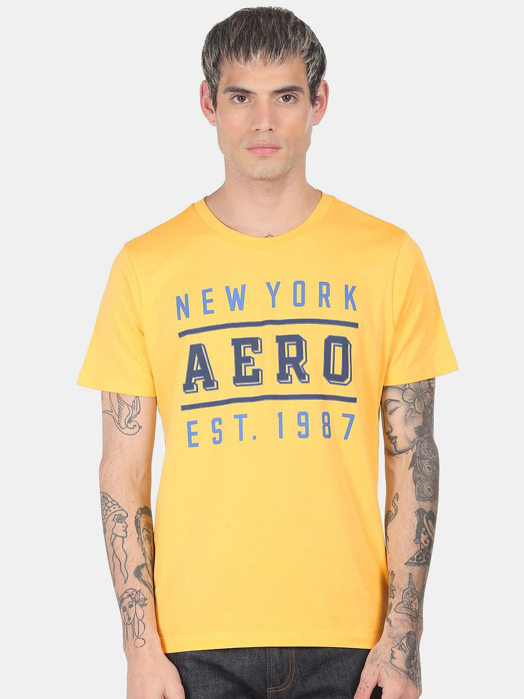 

Aeropostale Men Yellow Typography Printed Applique T-shirt