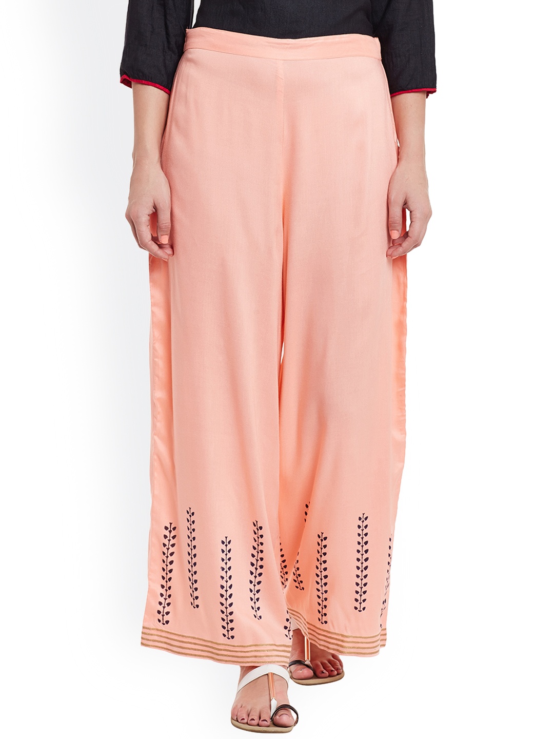 

Bitterlime Women Peach-Coloured Printed Relaxed Fit Palazzos