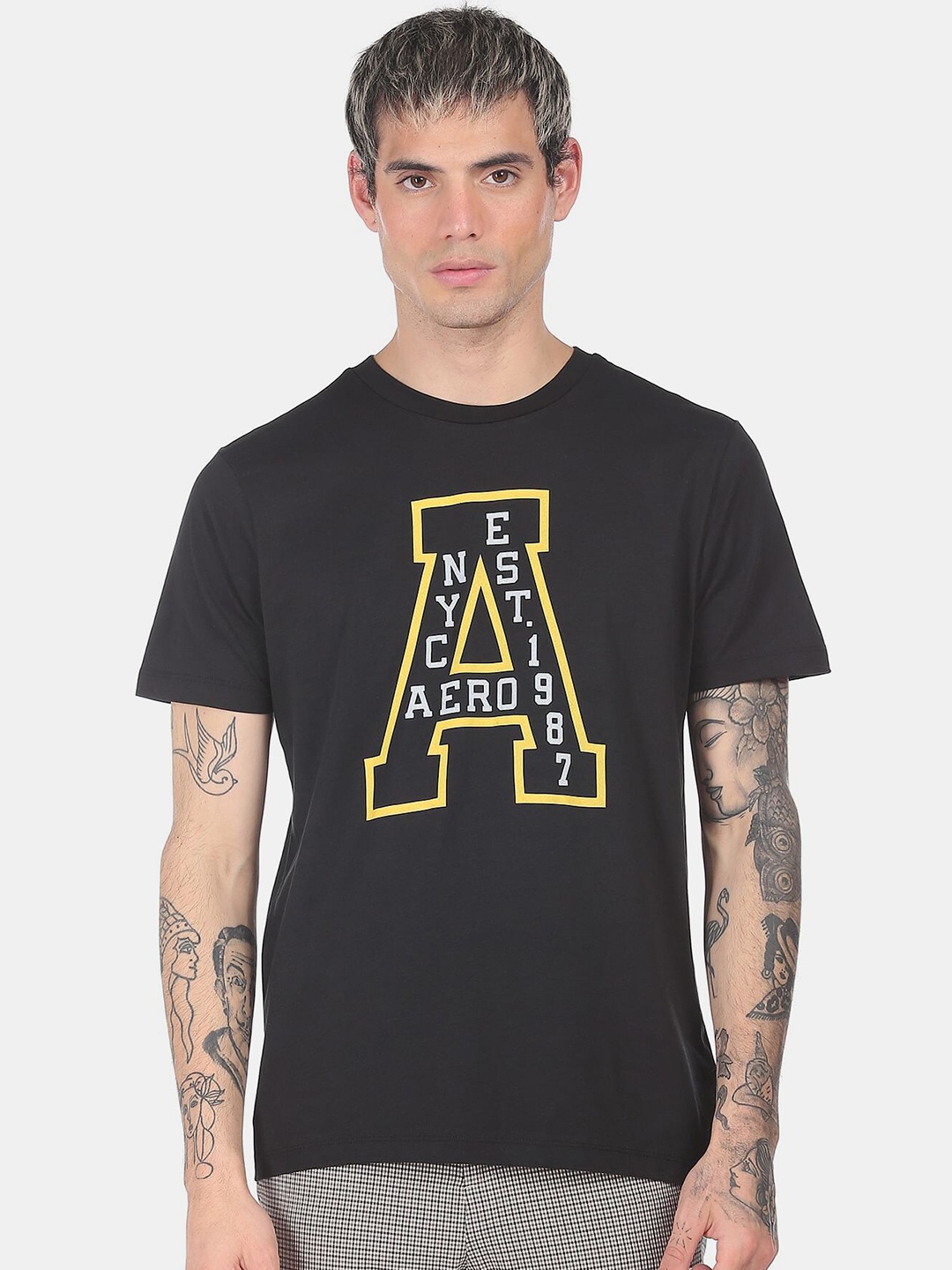 

Aeropostale Men Black Typography Printed Regular Fit Cotton T-shirt