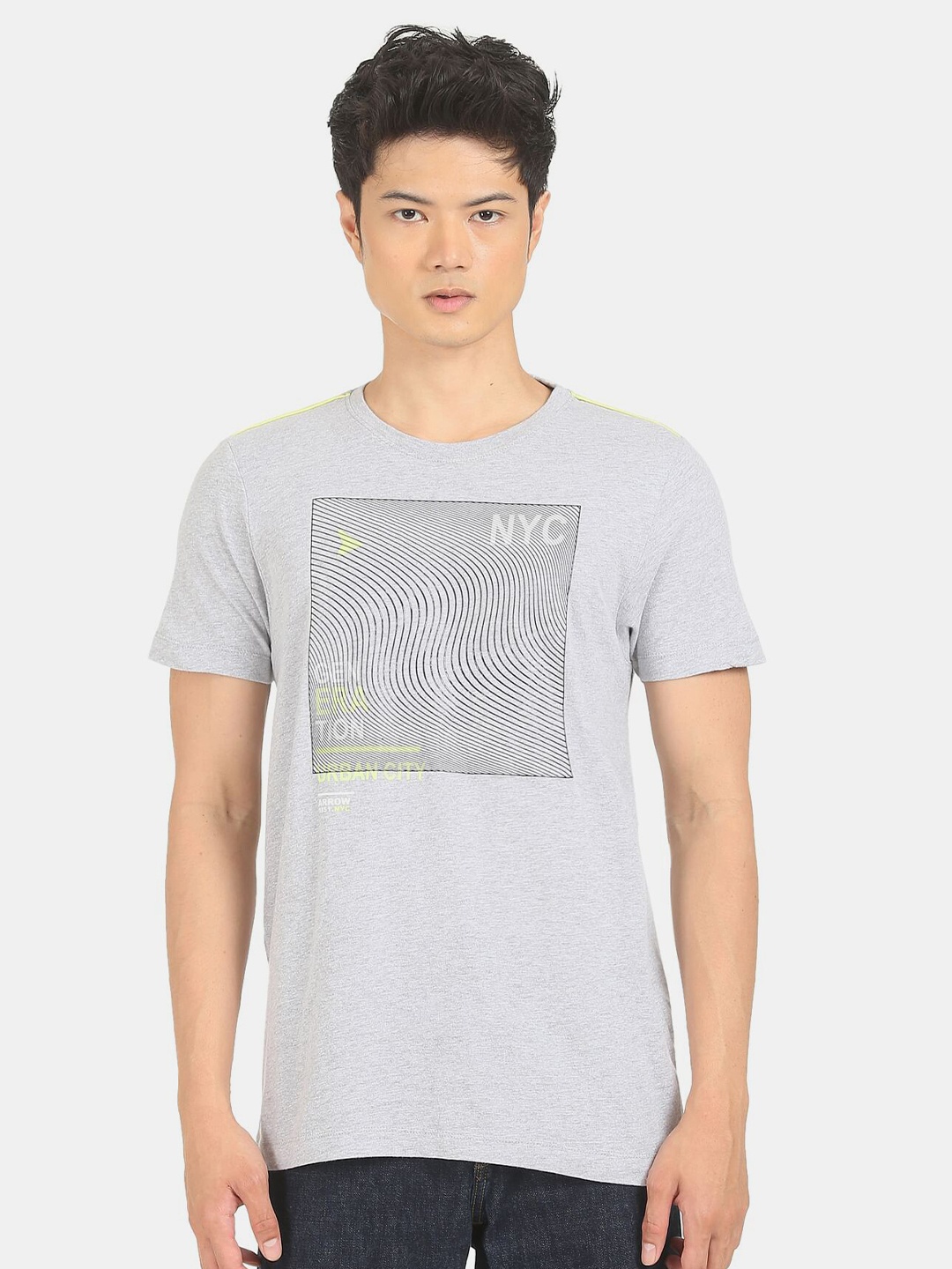 

Arrow Men Grey Graphic Printed T-shirt