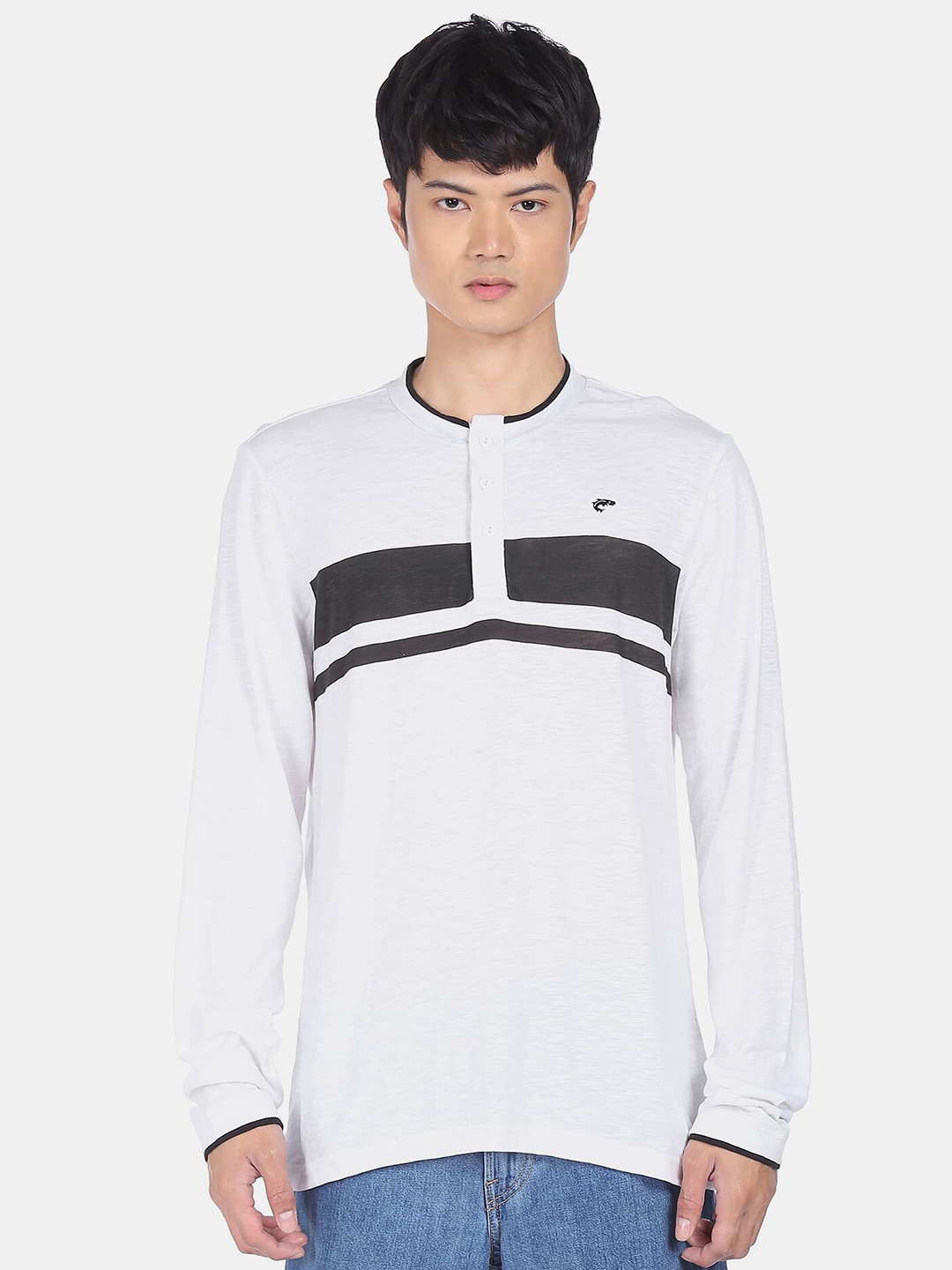 

Ruggers Men White Polo Collar T-shirt