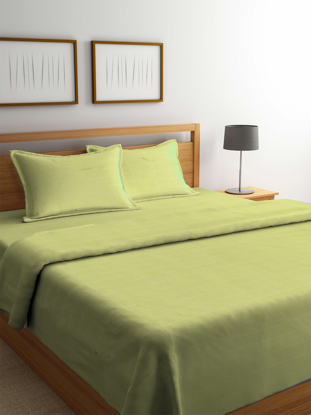 

Arrabi Green Checked Mild Winter 550 GSM Double Bed Comforter