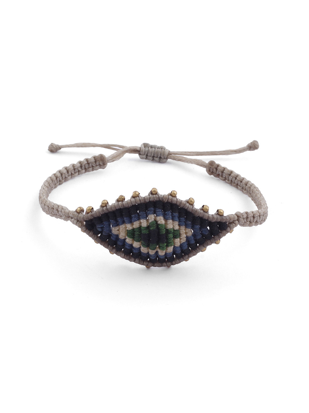 

EL REGALO Men Grey & Blue Handcrafted Evil Eye Charm Bracelet