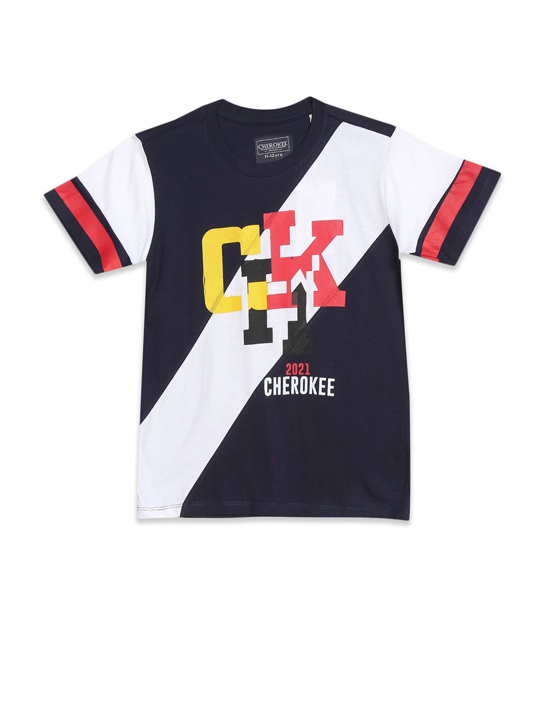 

Cherokee Boys Blue & White Colourblocked T-shirt