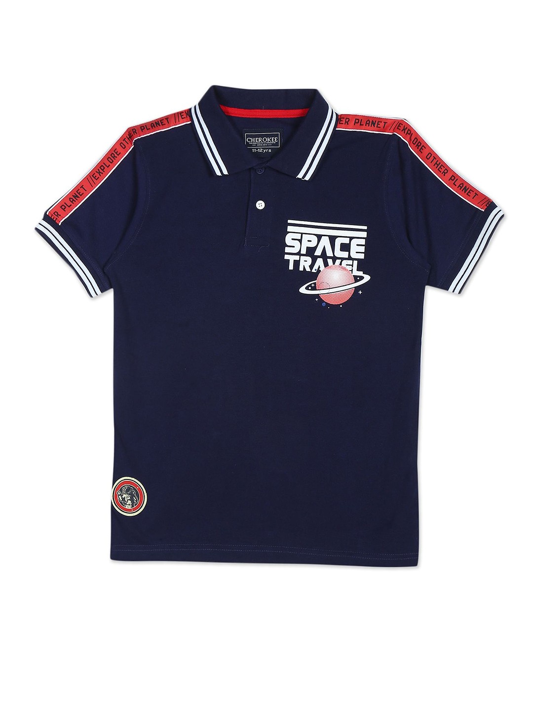 

Cherokee Boys Blue Polo Collar Applique T-shirt