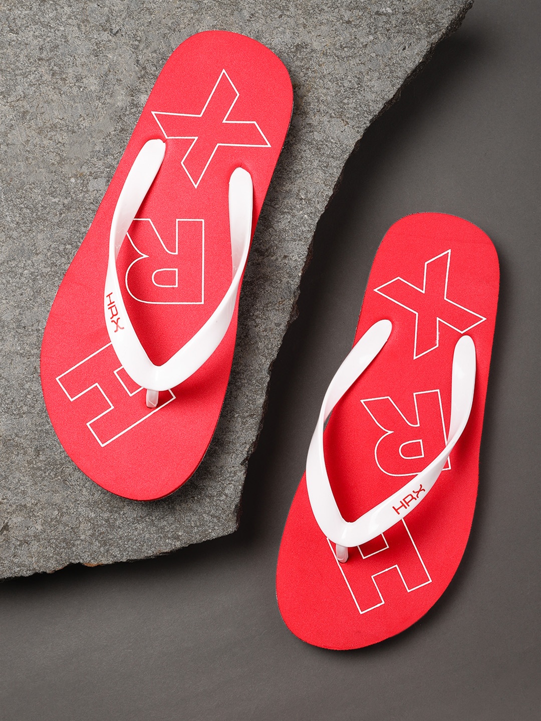 

HRX by Hrithik Roshan Men White & Red Brand Logo Printed Thong Flip-Flops