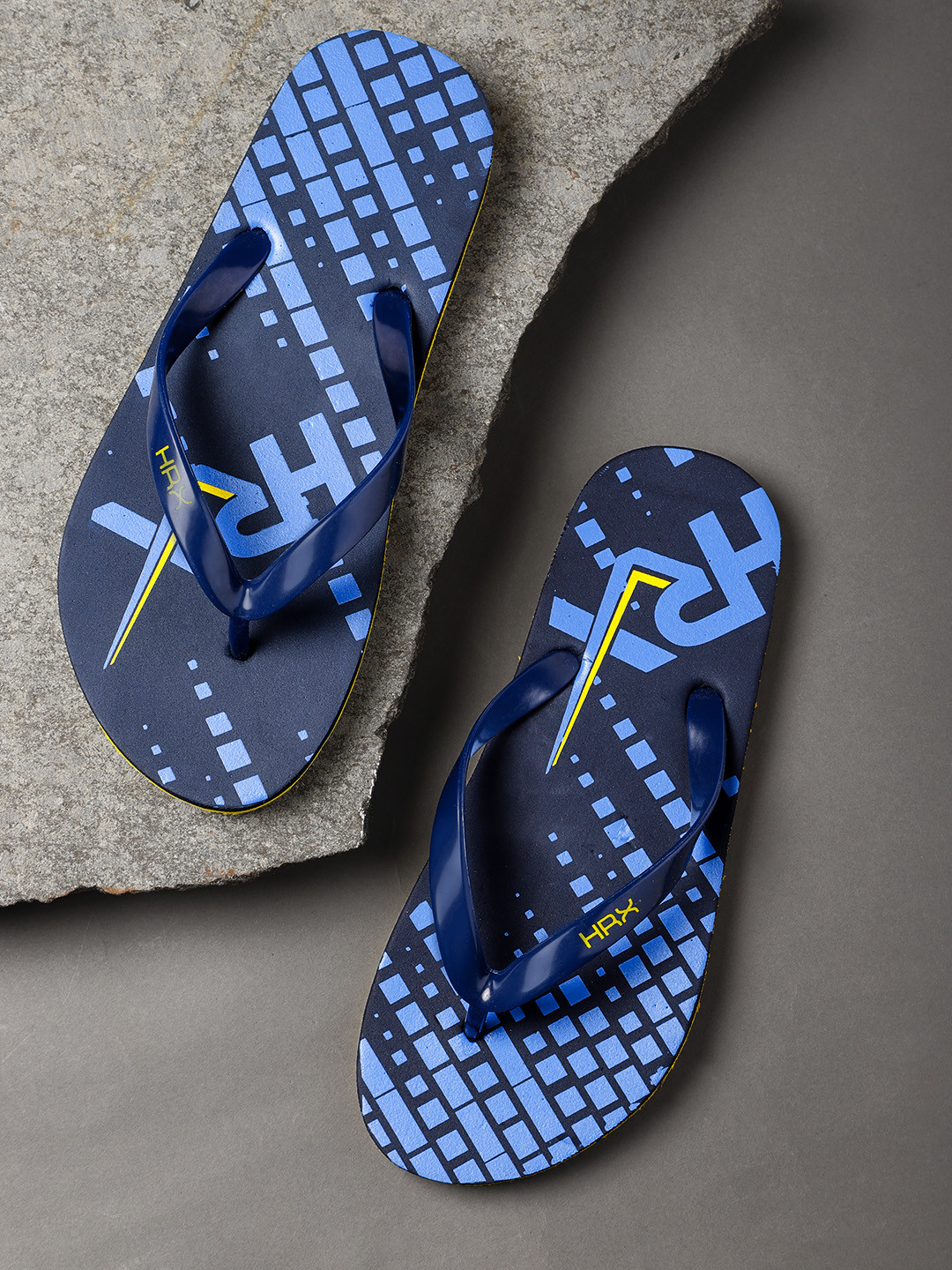 

HRX by Hrithik Roshan Men Navy Blue Brand Logo Printed Thong Flip-Flops