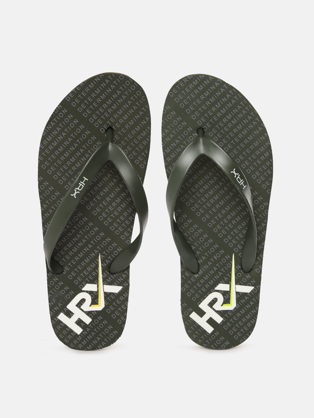 

HRX by Hrithik Roshan Men Green & White Brand Logo Print Thong Flip-Flops