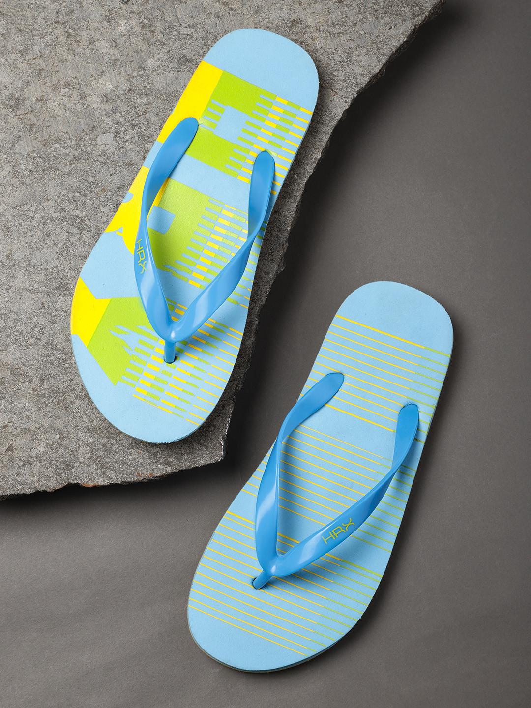 

HRX by Hrithik Roshan Men Blue & Yellow Brand Logo Printed Thong Flip-Flops