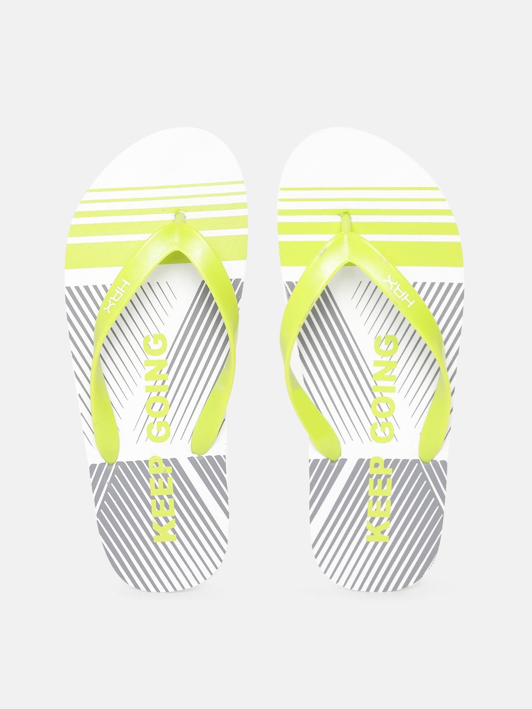 

HRX by Hrithik Roshan Men Green & White Striped Thong Flip-Flops