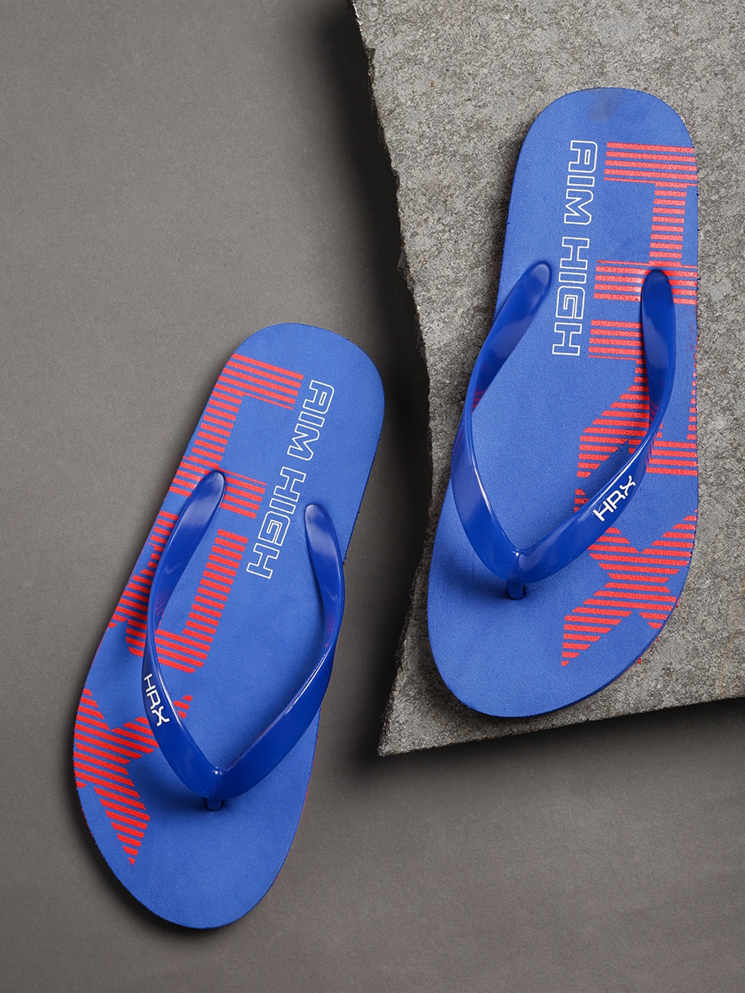 

HRX by Hrithik Roshan Men Blue & Red Brand Logo Printed Thong Flip-Flops