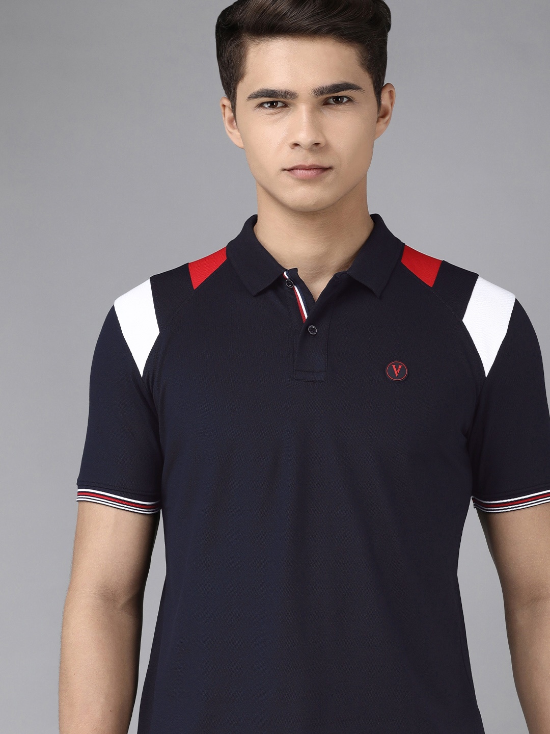 

Van Heusen Sport Men Navy Blue Print Detail Polo Collar Slim Fit T-shirt