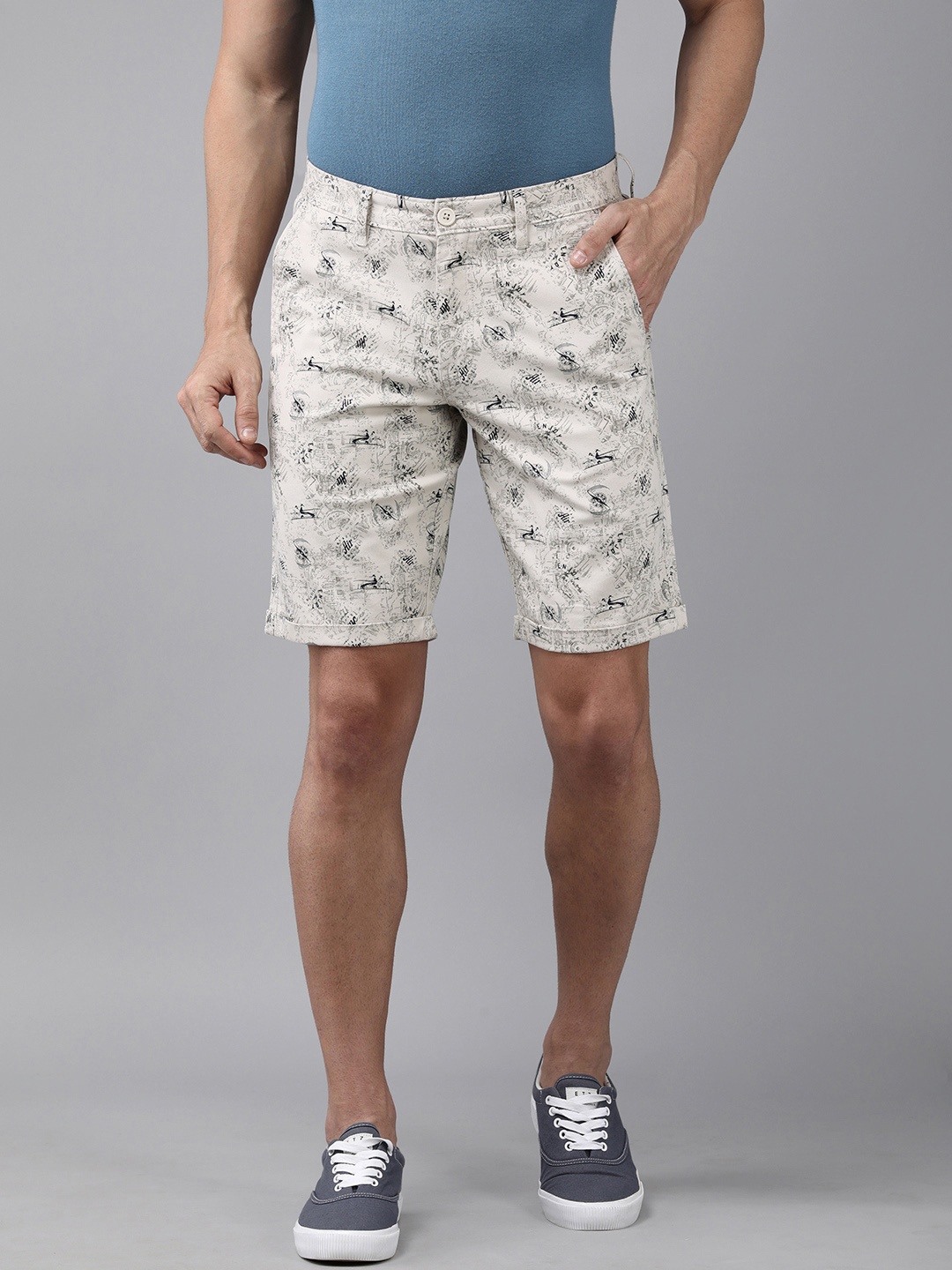 

Van Heusen Sport Men Grey Abstract Printed Chino Shorts