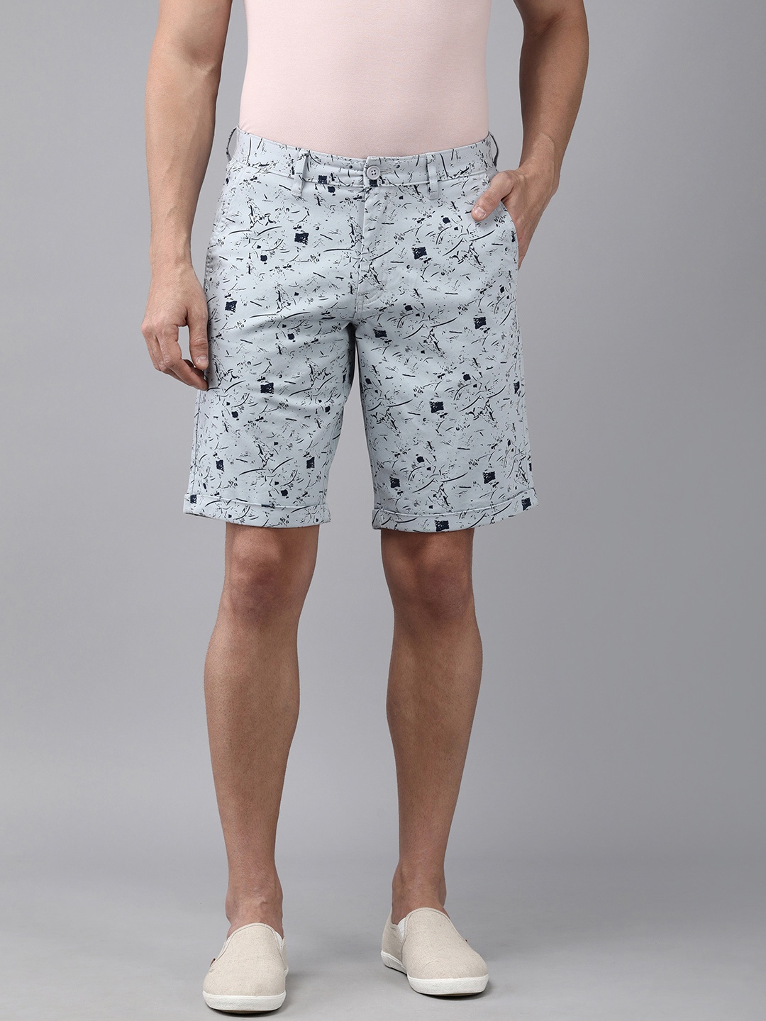 

Van Heusen Sport Men Grey Abstract Printed Regular Shorts