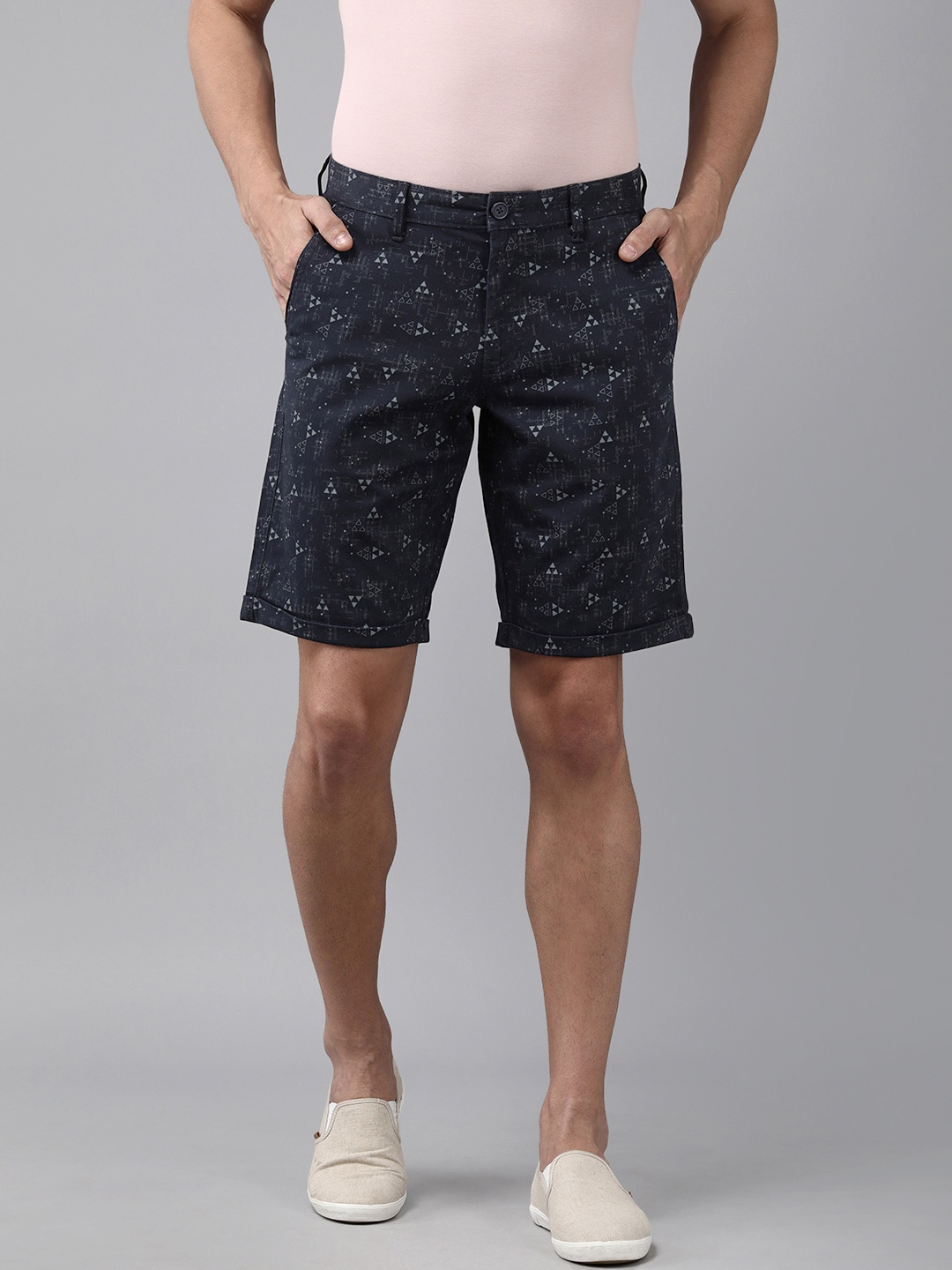 

Van Heusen Sport Men Navy Blue Geometric Printed Regular Shorts