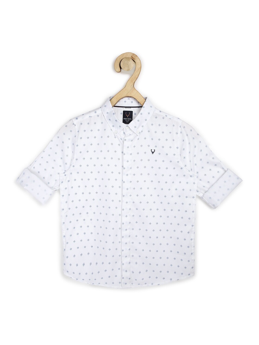 

Allen Solly Junior Boys White Printed Pure Cotton Regular Fit Casual Shirt