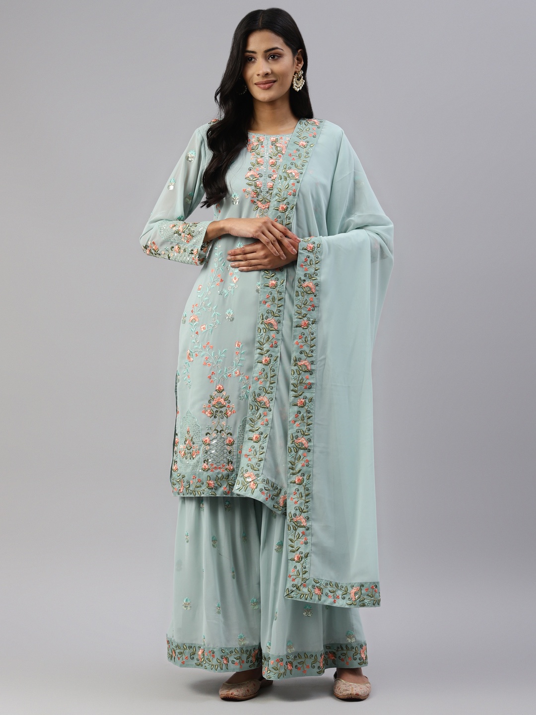 

Readiprint Fashions Women Blue & Green Embroidered Unstitched Dress Material