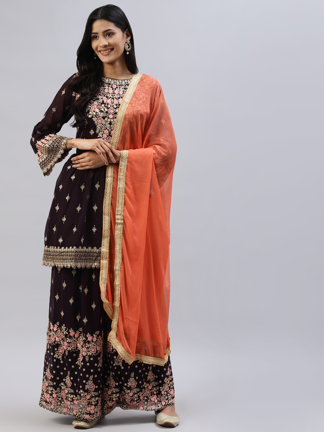 

Readiprint Fashions Women Burgundy & Beige Embroidered Unstitched Dress Material