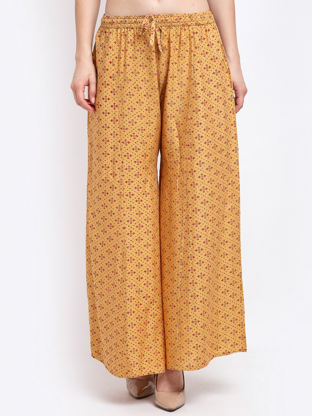

Jinfo Women Beige Printed Flared Ethnic Palazzos