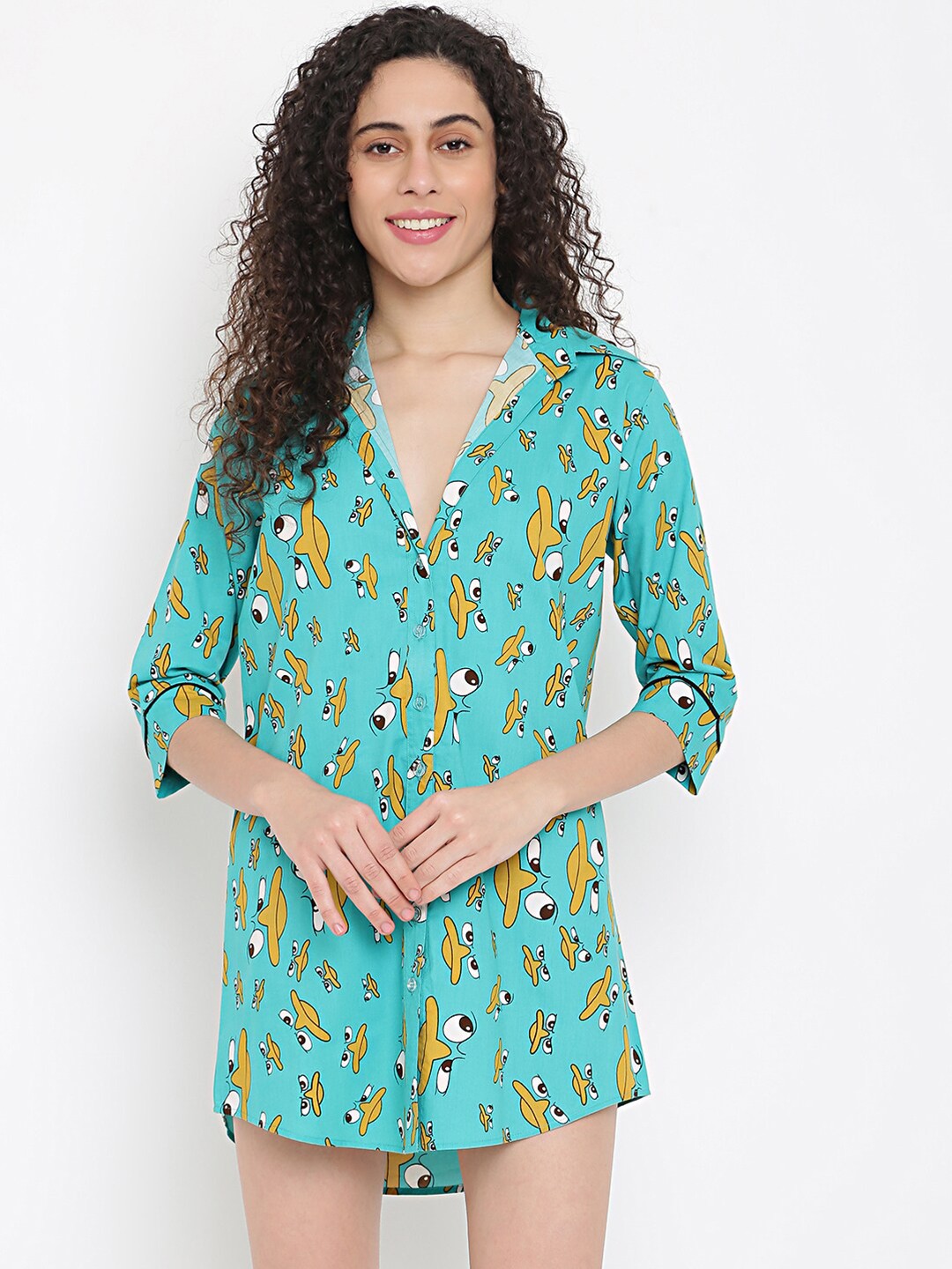 

La Intimo Women Blue Printed Nightdress