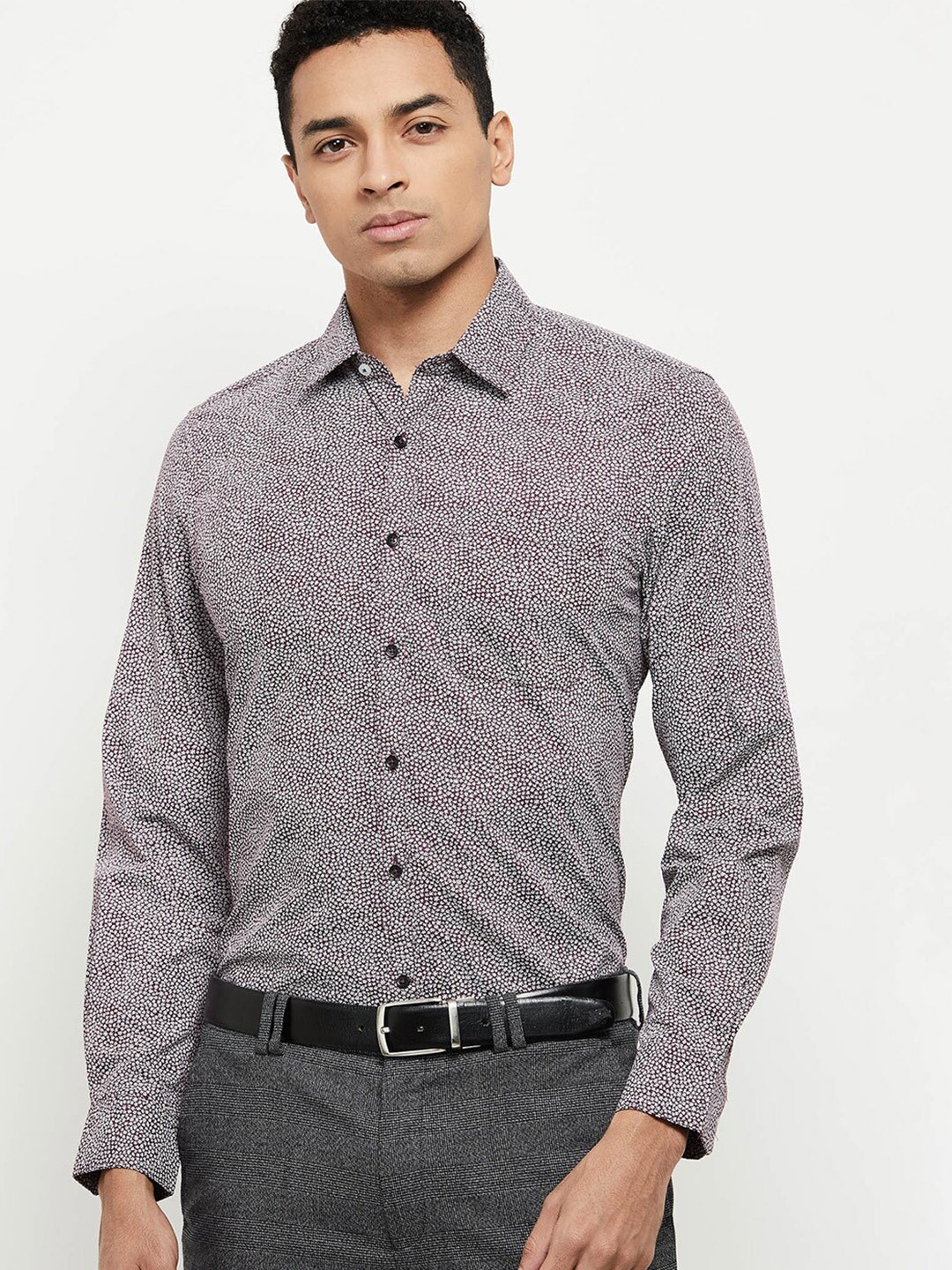 

max Men Maroon & White Pure Cotton Casual Shirt