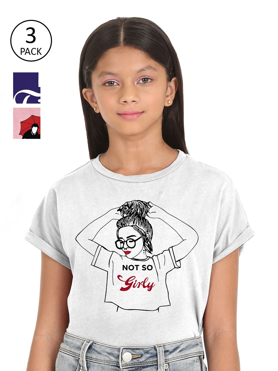 

SUGR Girl Girls Assorted Pack Of 3 Printed T-shirt