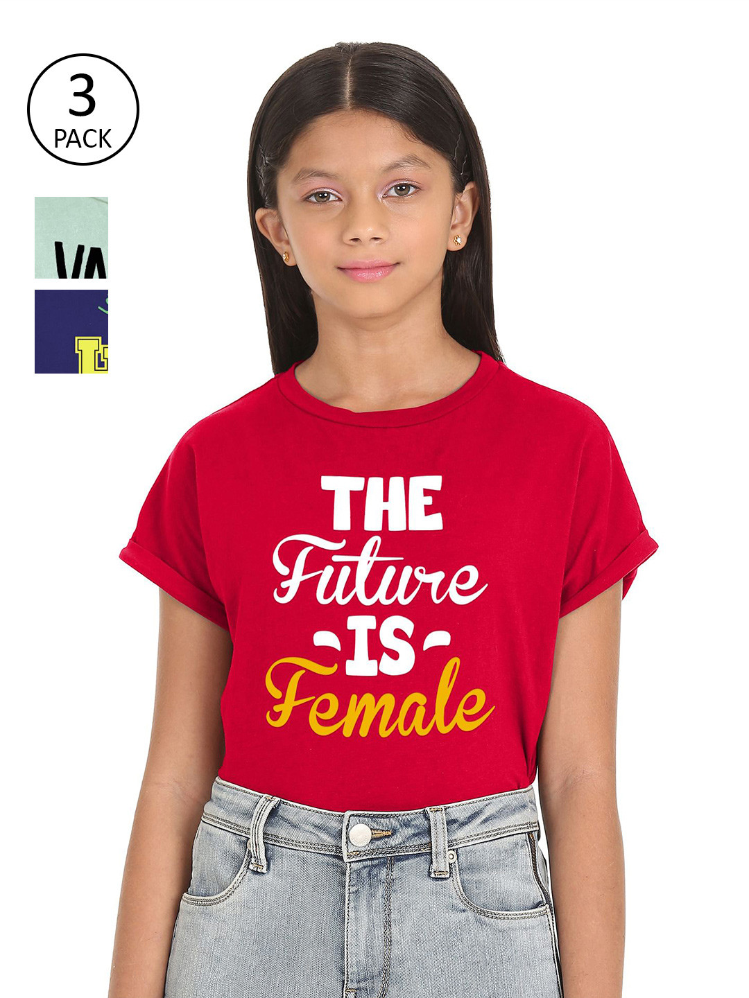 

SUGR Girl Girls Pack of 3 Assorted Printed Cropped T-shirts