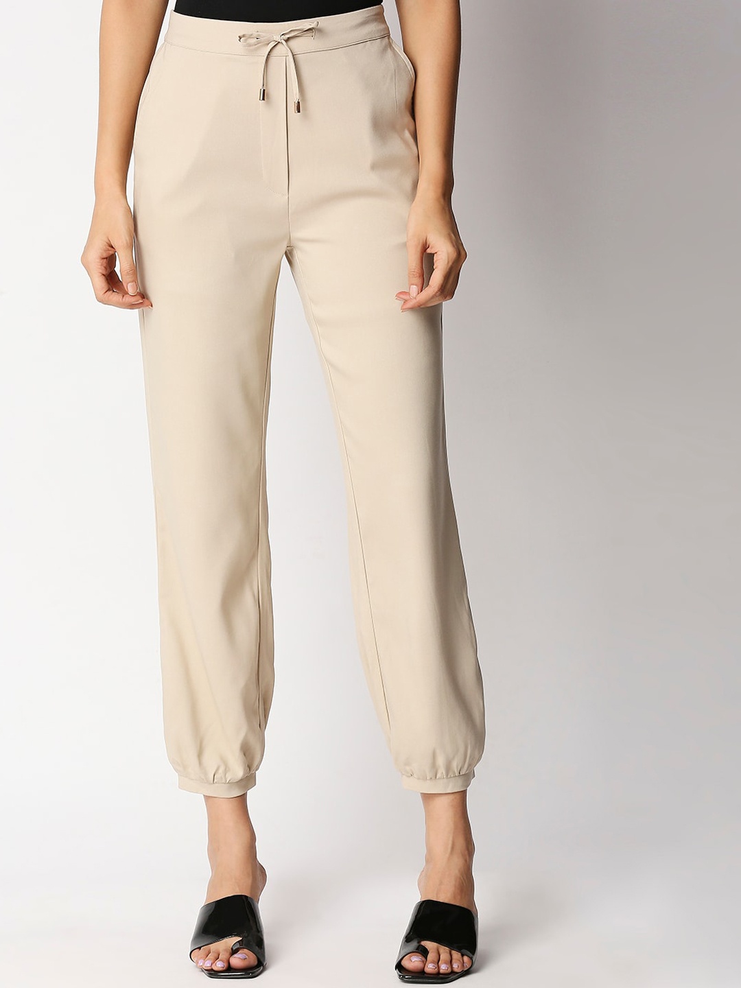 

20Dresses Women Beige Loose Fit Joggers Trousers