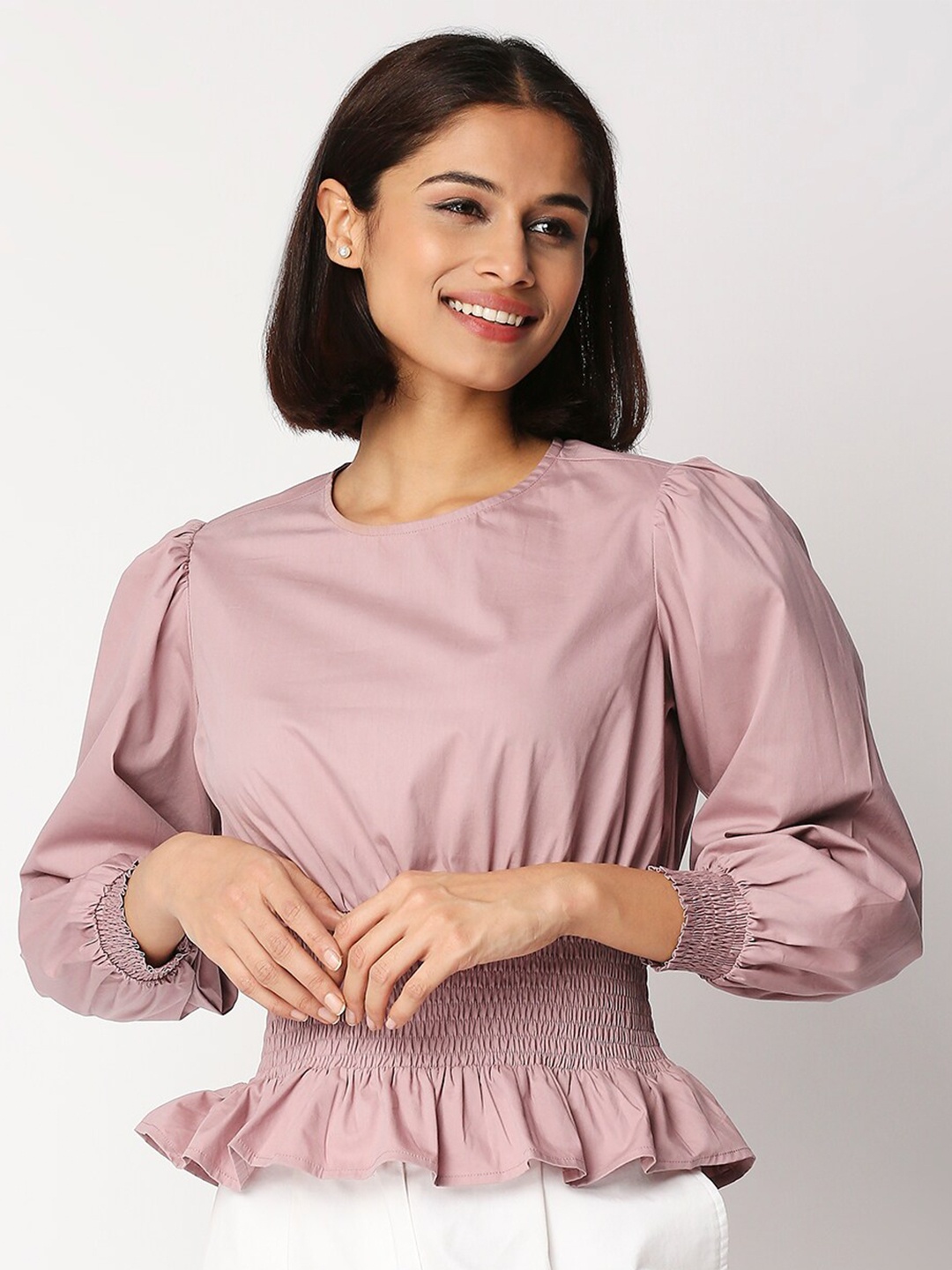 

20Dresses Rose Smocked Cinched Waist Top