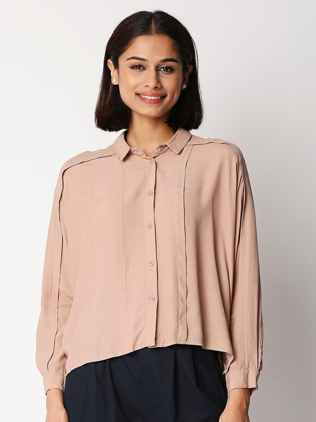

20Dresses Taupe Crepe Shirt Style Top