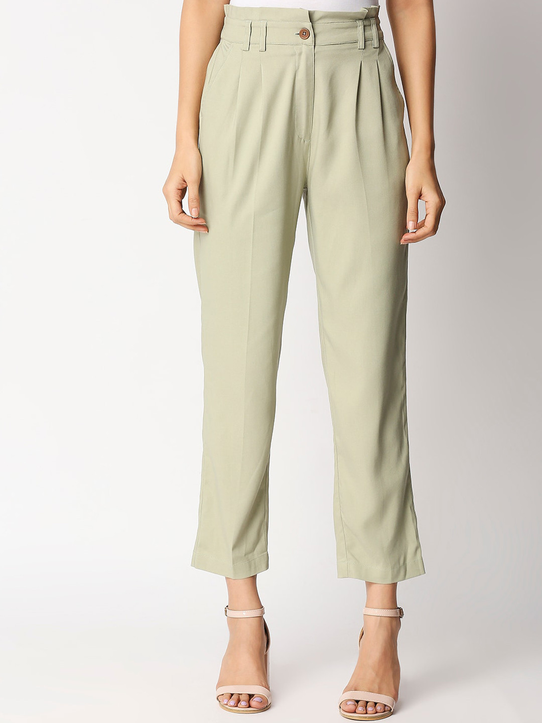 

20Dresses Women Green Loose Fit Pleated Trousers