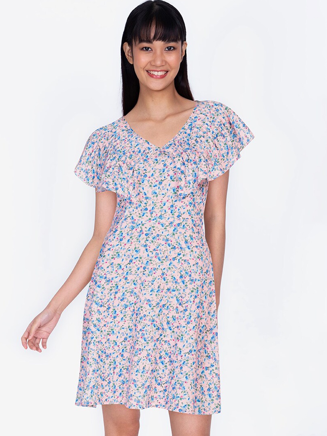 

ZALORA BASICS Multicoloured Floral A-Line Mini Dress, Multi