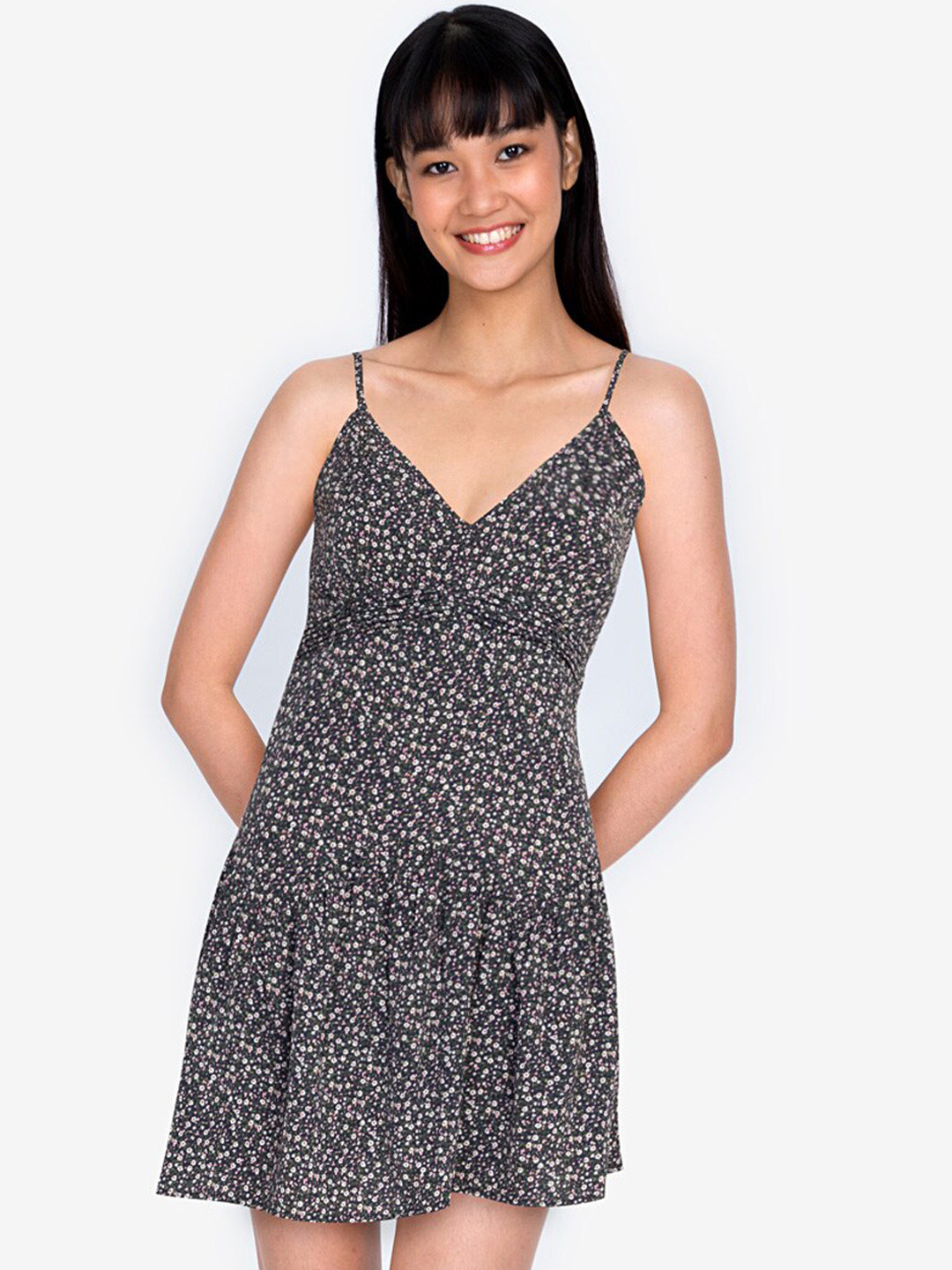 

ZALORA BASICS Black & White Floral Printed Dress