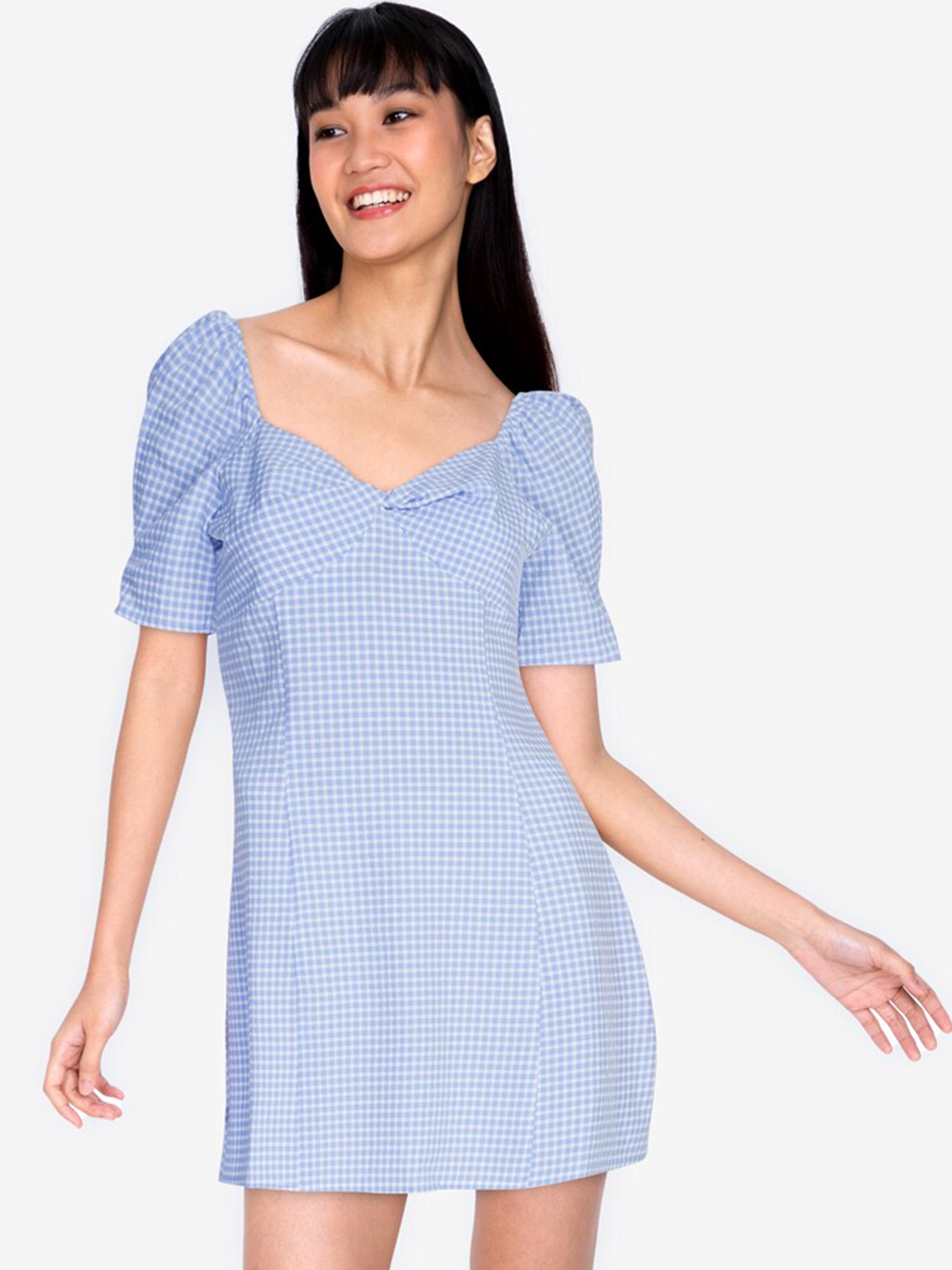 

ZALORA BASICS Multicoloured Checked A-Line Dress, Multi