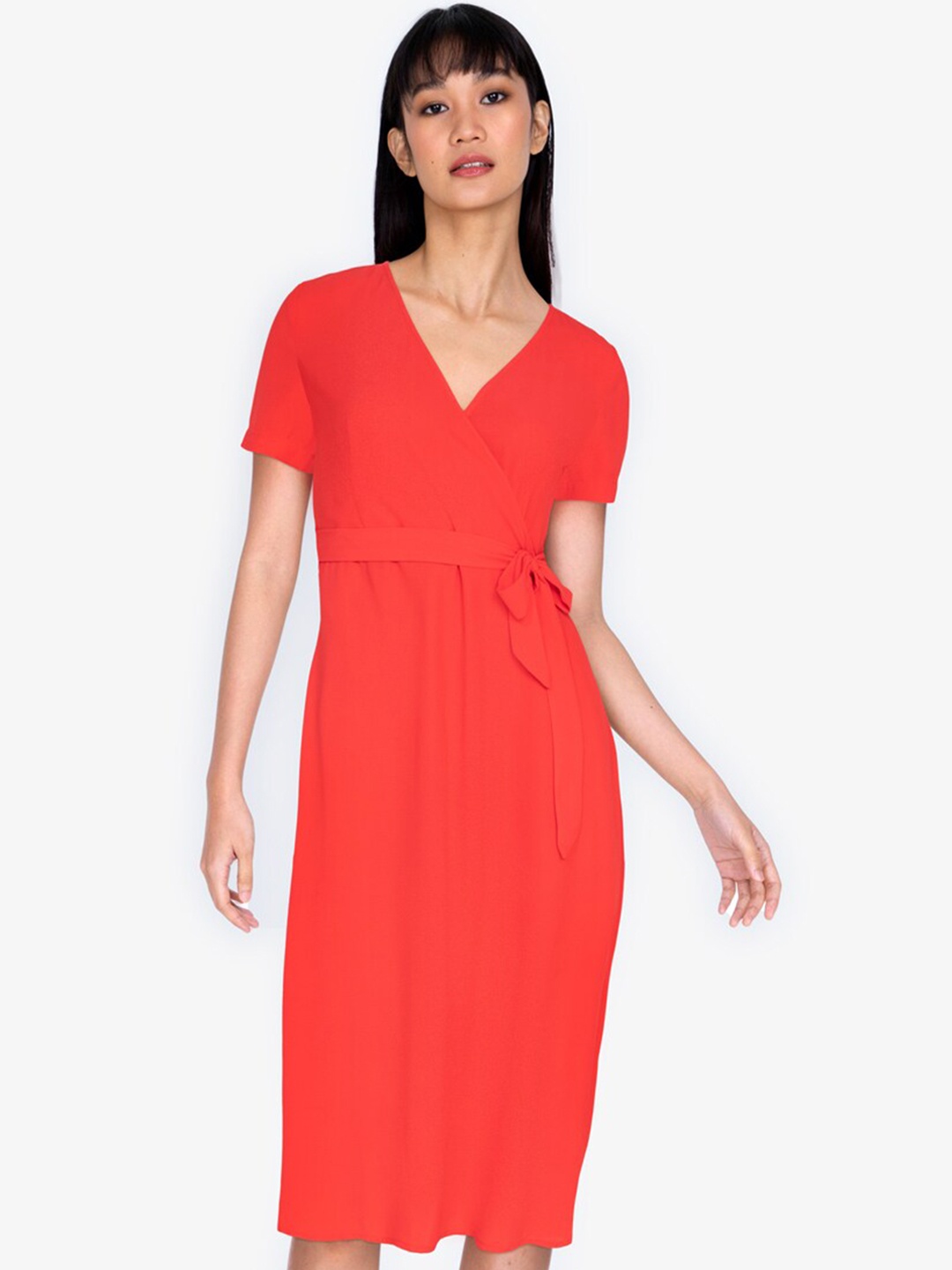 

ZALORA BASICS Orange A-Line Wrap Dress