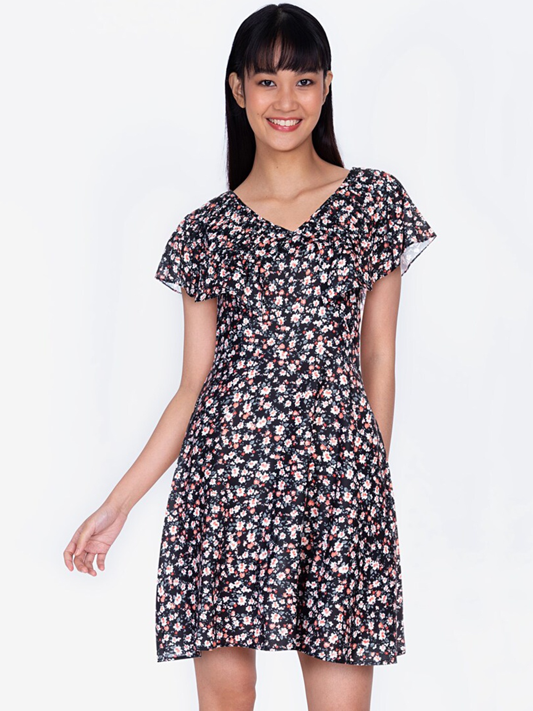 

ZALORA BASICS Multicoloured Floral A-Line Dress, Multi